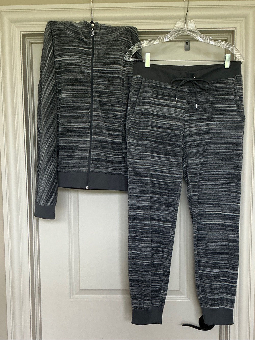 Women’s Juicy Couture Gray Striped Jogger Set - Casual Comfort